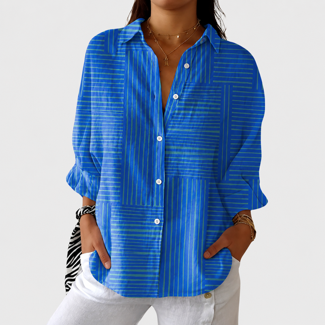 Blusa azul celeste, ligera y colorida