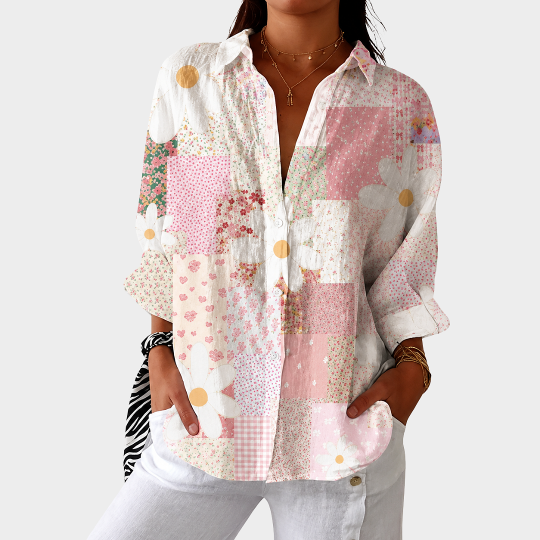 Blusa Marfil estampada, ligera y colorida