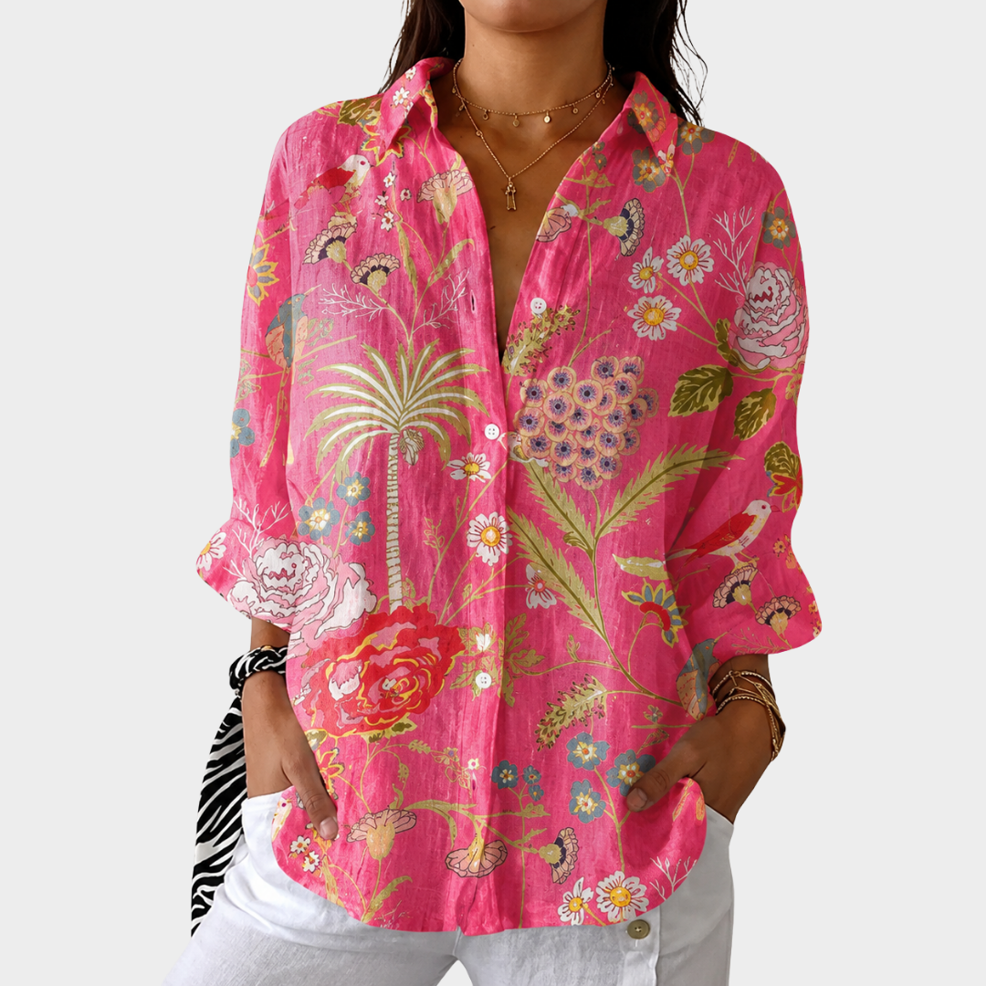 Blusa Coral estampada, ligera y colorida